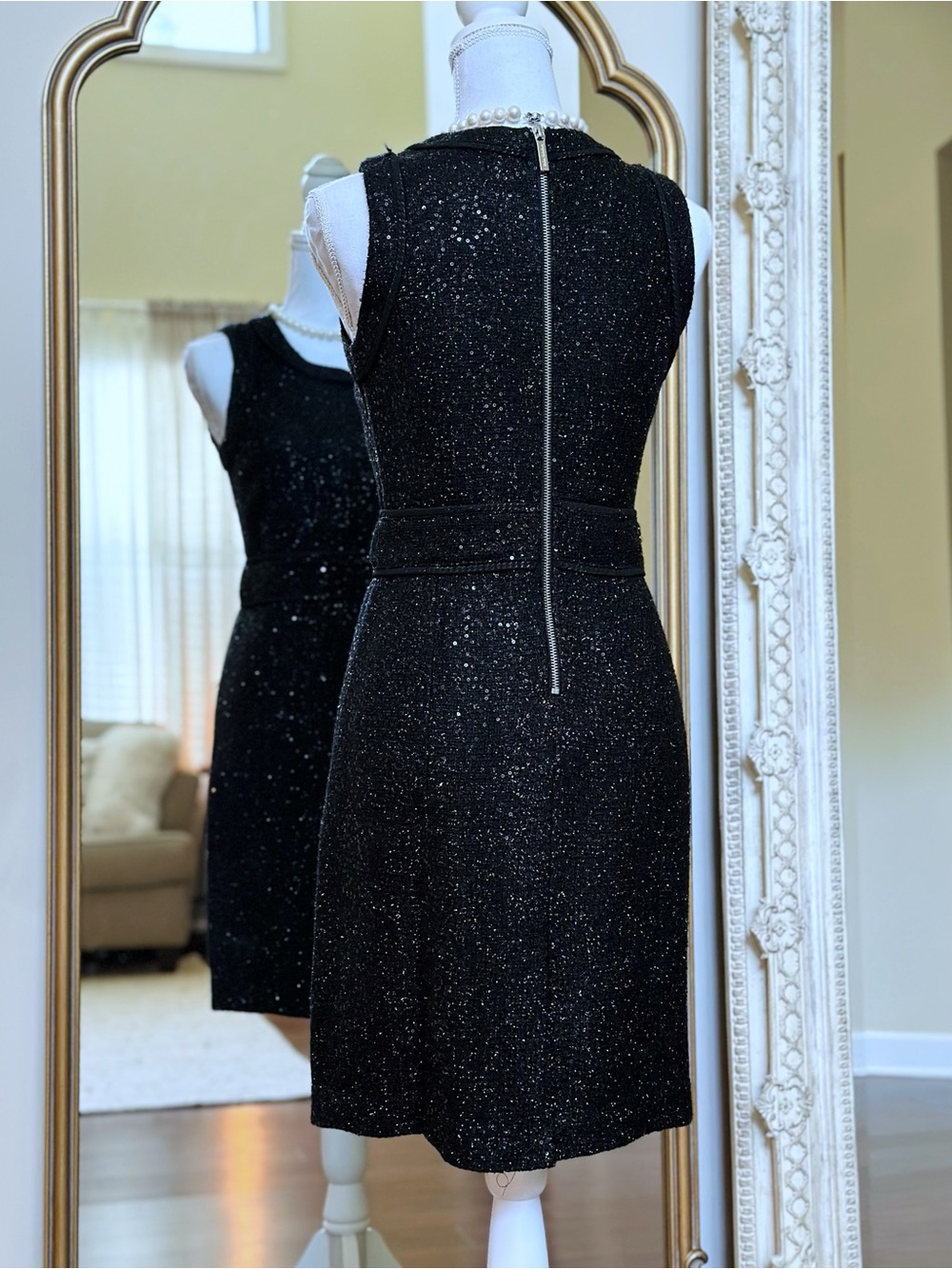 Michael Kors Black twee sequin Sleeveless Sheath Dress/Brand New with tag/Size4